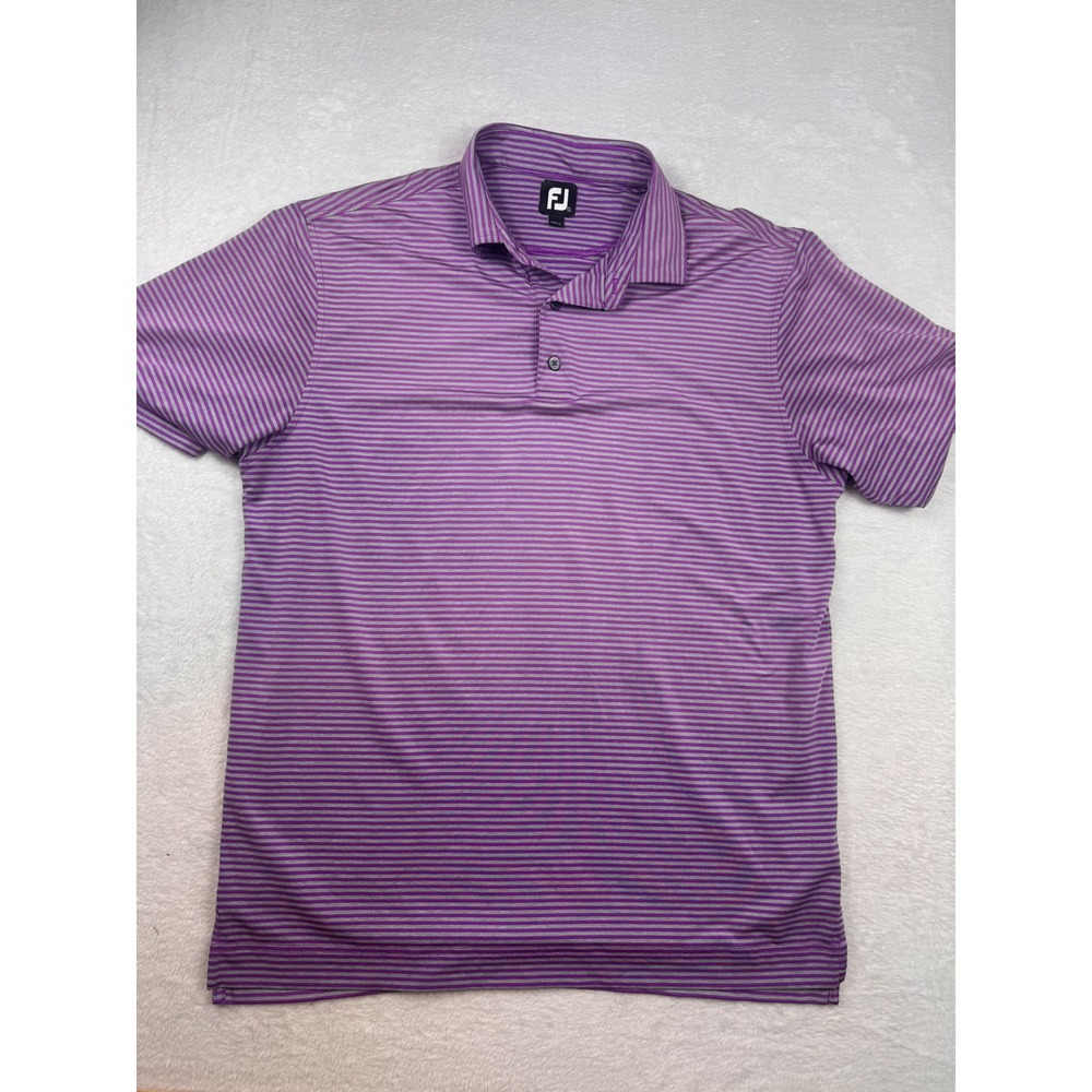 FootJoy Mens Large Purple Striped ProDry Golf Polo First Tee Indiana Logo Shirt